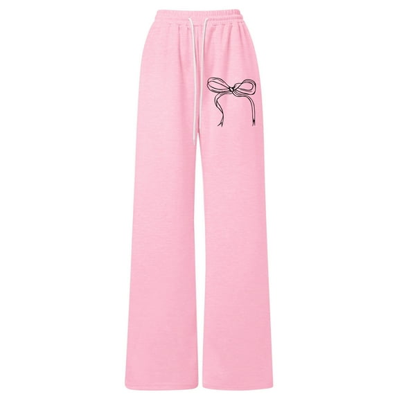 LRen Jeans for Girls Wide Leg,Girls Bow Drawstring Loose Fit Lightweight Straight Leg Athletic Casual Pants For Playful Comfort And Everyday Wear,Pink,8-9 Years