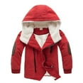 thumbnail image 1 of LRen Kids Boy's Winter Coat Lined Waterproof Jacket Puffy Cotton Coat Thick Hooded Down Outdoor Coats,9-10 Years,A-Brick Red, 1 of 6