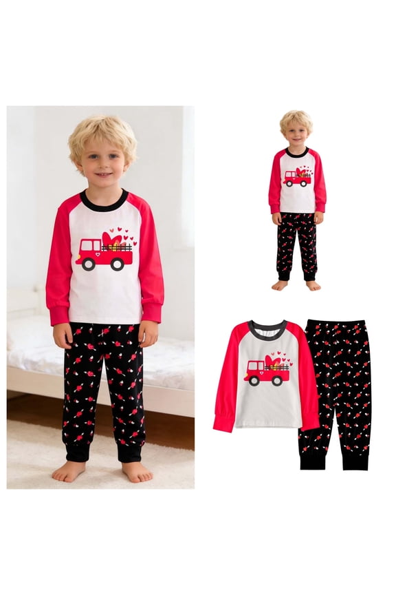 Kids Clothes for Boys Girls Valentine Graphic Print 2Piece Long Sleeve Tops and Pants Set Round Neck Preppy Outfits Valentines Gifts for Kids Classroom
