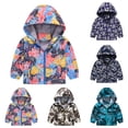thumbnail image 1 of LRen Kids Graffiti Print Hooded Windbreaker Jacket, Lightweight Zip Up Spring Coat for Boys Girls, Outdoor School Street Style, 1 of 4