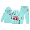 thumbnail image 1 of LRen Kids Sweatsuit Girls Valentines Bowknot Print Crew Neck Long Sleeve Active Hoodie Pullover Top and Long Sweatpants Set Lightweight Fall Kids 2pcs Outfits, 1 of 7