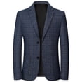 thumbnail image 1 of LRen Men's Plaid Blazer Button Down Lightweight Regular Fit Plaid Suit Sport Coat Jacket Casual Daily Dress Jacket Sport Coat,195,A1-Blue, 1 of 4