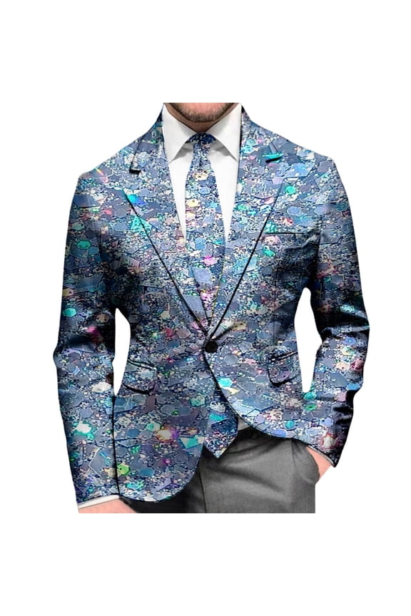 Men's Sequin Jackets Open Front Blazer Jacket Casual Long Sleeve Sparkly Cardigan Coat with Pocket,M,A5-OTHER