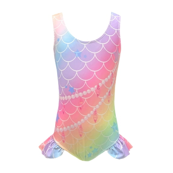 LRen Ruffle Girls Swimsuits Girls Swimsuits Ruched Summer Bathing Suit Swimwear for Beach Pool