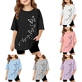 thumbnail image 1 of LRen Shirts for Girls Size 6 Girls Graphic Print Round Neck Short Sleeve Cotton T Shirts Kids Children's Fashion Oversized Summer Pullover Tops, 1 of 5