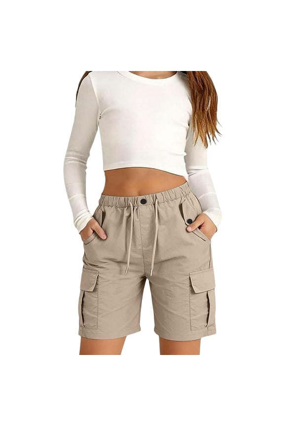 Shorts for Girls 10-12 Kids Athletic Summer Casual Uniform Baggy Cargo Shorts with Pockets for Girls