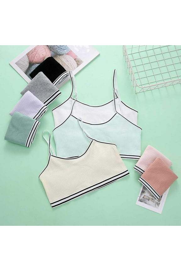 Sports Bras for Girls Stretchable Training Bras Girls Wireless Breathable Camisole Solid Color Light Padded for Teens Sports Yoga Cheer Athletic Bras