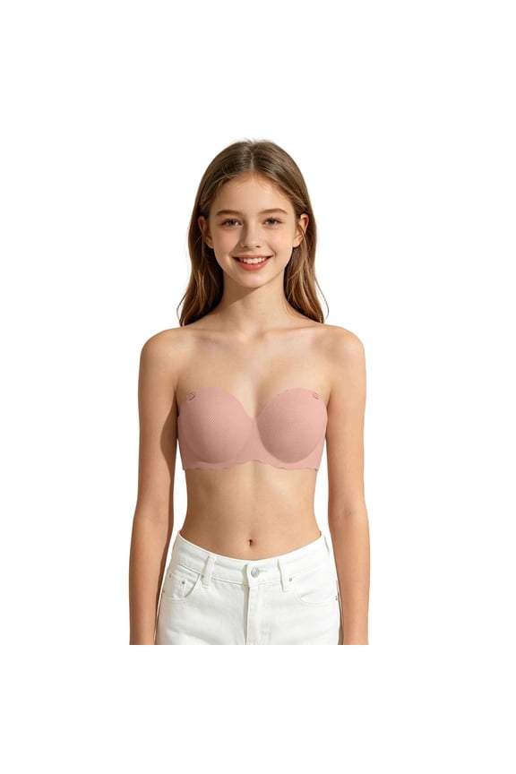 Strapless Bra for Girls 10-12 Comfortable Strapless Bra Plus Size Training Bras Dance Tube Top with Adjustable Straps