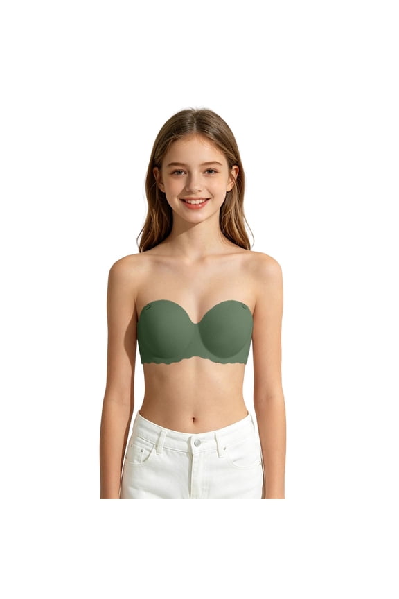 Strapless Bra for Girls 10-12 Comfortable Strapless Bra Plus Size Training Bras Dance Tube Top with Adjustable Straps