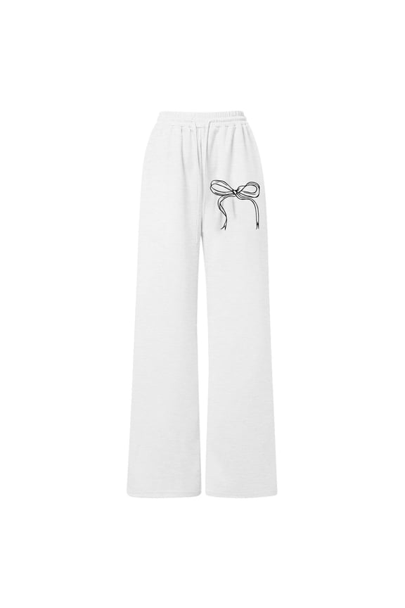 Sweatpants for Girls 8-10 Bow Drawstring Loose Fit Lightweight Straight Leg Athletic Casual Pants For Play,140,A-White