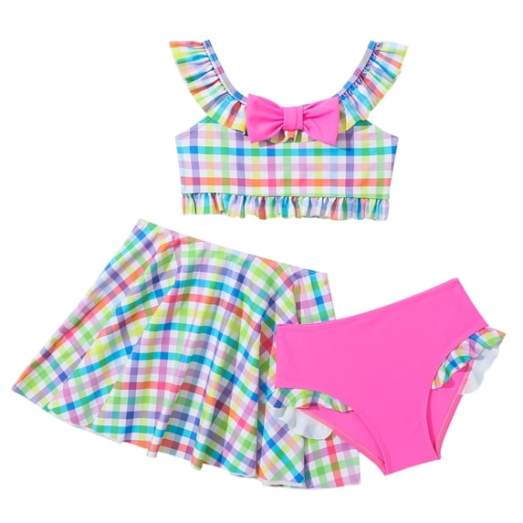 LRen Swim Suits for Girls 14-16 3 Piece Ruffles Bikini Swimwear for Kids Cute Summer Rash Guard Swimsuits Girl Beach Swimwear Girls'swimwear Bikini Set