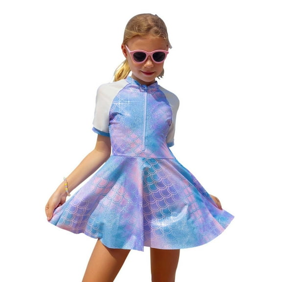 LRen Swim Suits for Girls 8-10 3pcs Ruffles Beach Rash Guard Swimwear for Kids Funny Summer Rash Guard Swimsuits Girl Beach Swimwear Tankini Beach Swimwear Set