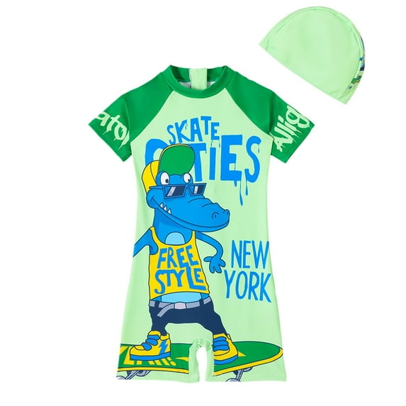 LRen Swimming Suit for Boys 9 Cartoon Dinosaur Two Piece Swimsuit Kids Summer Outdoor Casual Fashion Loose fit Beach Pool Swimming Shorts Swimwear for Boys