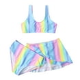 thumbnail image 1 of LRen Swimsuit for Girls Three Piece Ruffle Bikini Bottoms for Kids Girls Cute Funny Summer Rash Guard Tankini Set Girls Beach Swimwear Girls Swimsuit Bathing Suits Set, 1 of 7