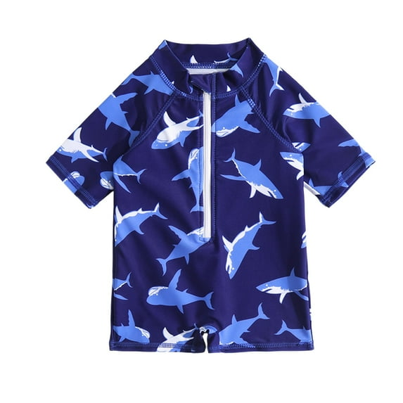 LRen Swimsuit for Boys 7-8 Years Cute Print Zipper Rash Guard Swim Suits for Kids Beach Casual Casual Toddler Short Sleeve Rashguard and Bottoms