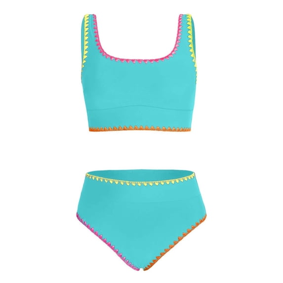 LRen Swimsuits for Girls Two Piece Ruffle Swimwear for Kids Cute Funny Summer Rash Guard Tail Swimsuit Girls Beach Swimwear Summer Beach Outfit