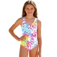 thumbnail image 1 of LRen Swimsuits for Teen Girls Girls Swimsuit with Gradient Scale Print And Ruffle Design Summer Beach Bathing Suit, 1 of 5