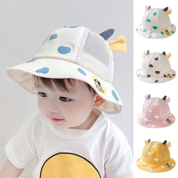 LRen Tea Party Hat Adjustable Chin Strap Sun Hat for Kids Cute Cartoon Outdoor Beach Bucket Cap Summer Spring Yellow