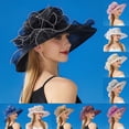 thumbnail image 1 of LRen Tea Party Hat Elegant Women's Wide Brim Sun Hat for Beach Wedding Bridal Shower and Summer Outdoor Occasions Beige, 1 of 8