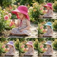thumbnail image 1 of LRen Tea Party Hats Kids UPF 50+ Sun Hat for Boys Girls Wide Brim Lightweight Bucket Hat for Hiking Beach Outdoor Summer Activities Adjustable, 1 of 6