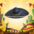 thumbnail image 1 of LRen Tea Party Hats Mexican Straw Hat for Men and Women Ethnic Summer Craft Large Brim Sun Summer Beach Sun Hat Gold, 1 of 3