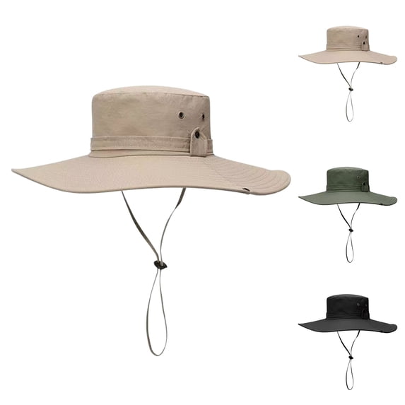 LRen Tea Party Hats Versatile Unisex Wide Brim Sun Hat for Outdoor Adventure and Casual Wear Summer Beach Sun Hat Khaki