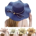 thumbnail image 1 of LRen Tea Party Hats Women's Summer Wide Brim Straw Hat Floppy Beach Sun Cap with UPF 50+ Roll Up Design for Travel D, 1 of 5