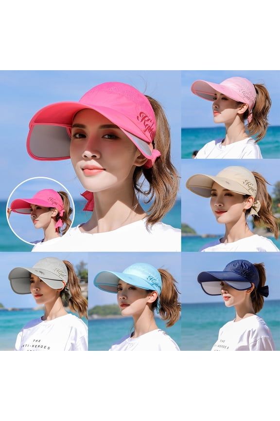 Tea Party Hats for Women Breathable Sun Visor Hat for Women with Elastic Sweatband and Wide Absorbent Brim Pink