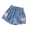 thumbnail image 1 of LRen Girls Jean Shorts Y2K High Waist Ripped Leg Distressed Denim Shorts with Elastic Waitband, 1 of 3