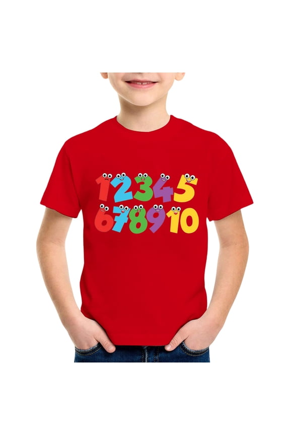 Toddler Boy Shirts 2t Boys Cute Print Crewneck Short Sleeve Tops Kid Boy Summer Tee Active Fit Summer Casual Soft Shirts