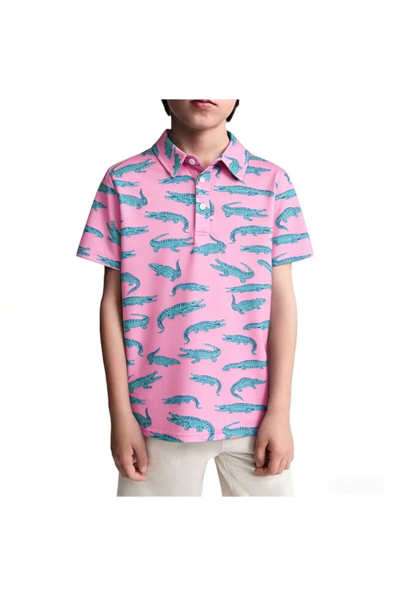 Toddler Boy Shirts Graphic Classic Polo Collar Casual Short Sleeve Tees Boy Cozy Y2k Tshirt Boy's Polo Shirt Summer Casual Tops Tees