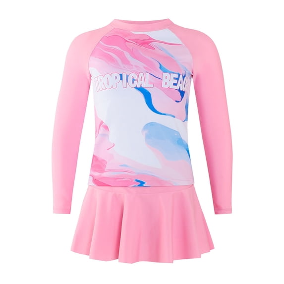 LRen Toddler Girl Bathing Suit 2 Piece Ruffles Beach Rash Guard Swimwear for Girls Cute Summer Rash Guard Bathing Suits Girl Beach Swimwear Summer Beach Outfit
