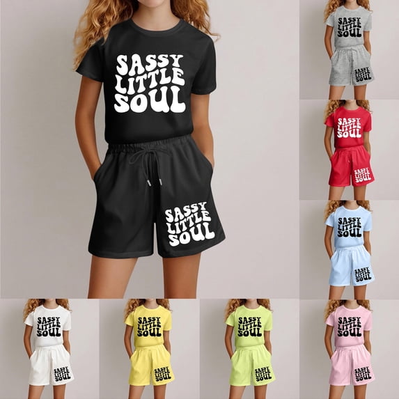 LRen Toddler Girl Summer Outfits 6t Animal Print Short Sleeved T Shirt Set Crew Neck Soft Holiday T Shirt Short Pants 2 Piece Suit Outdoor Casual Clothes