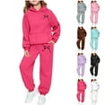 thumbnail image 1 of LRen Toddler Girl Sweatsuit Set 4t Graphic Print Crew Neck Long Sleeve Active Hoodies Hoody Sweatshirt Drawstring Pants Fashionable Children Fall Clothes for Teen Girls,Pink,6-7 Years, 1 of 5