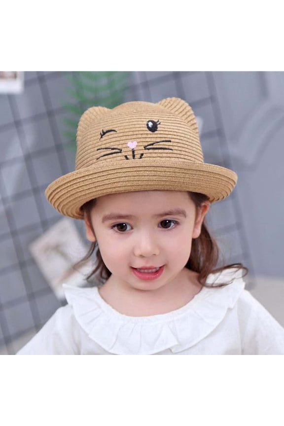 Toddler Girl Tea Party Hats Adorable Bear Floppy Sun Hat for Girls Wide Brim Beach Cap with Bow Baby Toddler Summer Outdoor Brown