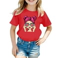 thumbnail image 1 of LRen Toddler Girl Tops Fall Girls Letter Print Crew Neck Short-Sleeve T-Shirt Toddler Girl Casual Daily Preppy Clothes Girl Summer Clothes, 1 of 4
