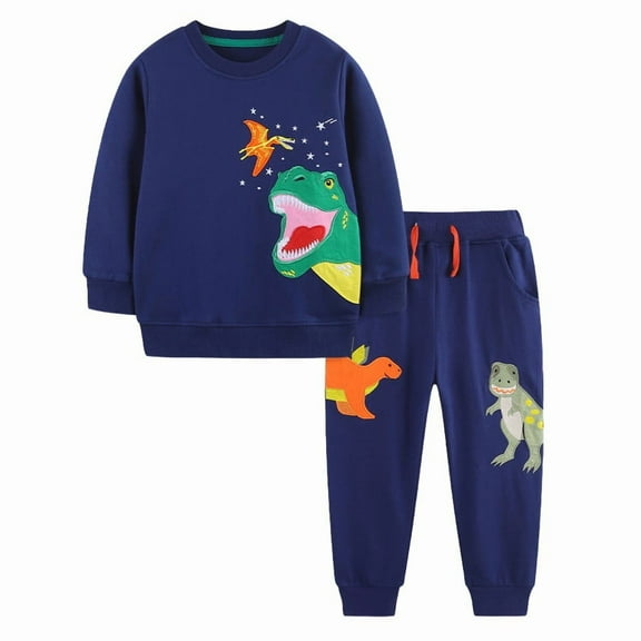 LRen Toddler Girls Fall Outfits Long Sleeve Top and Sweatpants Two Piece Set for Cool Weather 6-7 Years,Z1-Navy