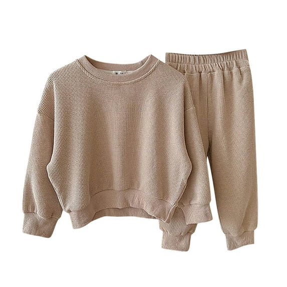 LRen Toddler Girls Fall Outfits Long Sleeve Top and Sweatpants Two Piece Set for Cool Weather