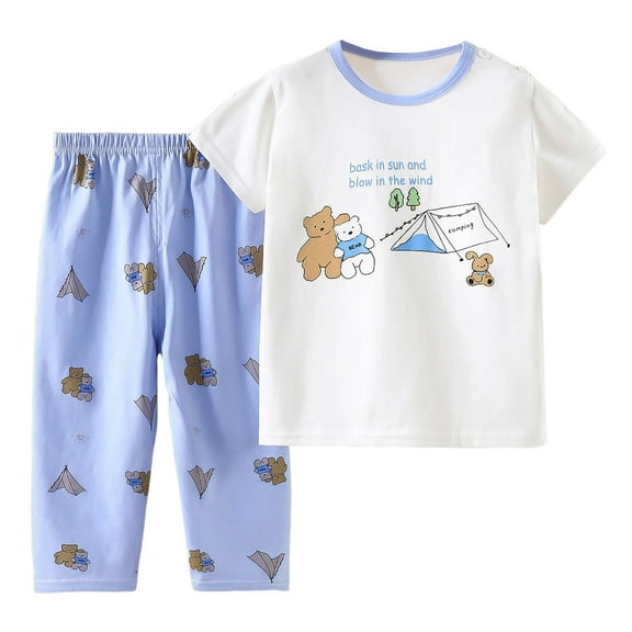 LRen Toddler Outfits for Girls Summer Floral Print T Shirt and Pants Outfits Set Crew Neck Comfy Shorts Set 2 Piece Outfit Preppy Clothes,18-24 Months