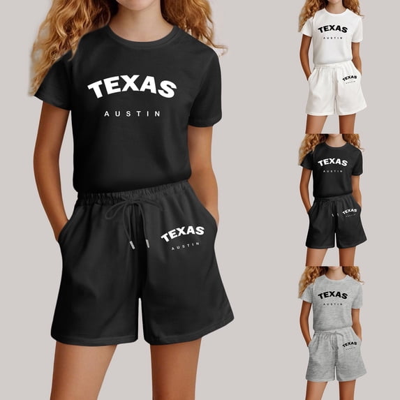 LRen Toddler Outfits for Girls 3t Bow Short Sleeve Shirt and Shorts Crew Neck Loose Fit Stretch-Fit Activewear Set Outdoor Casual Clothes