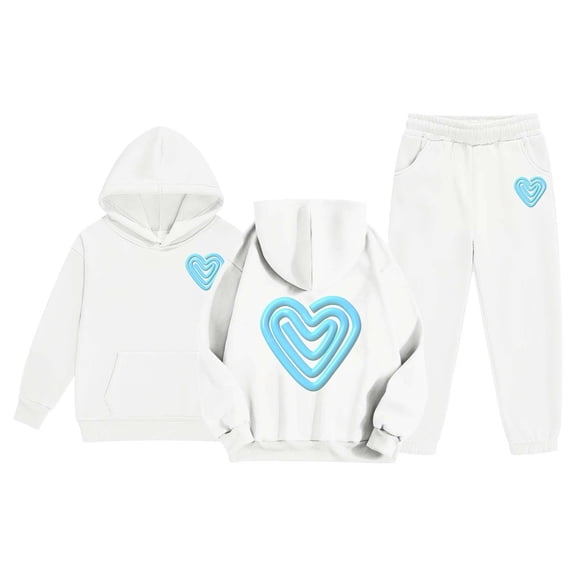 LRen Toddler Sweatsuit Purple Valentines Bowknot Print Crewneck Long Sleeve Warm Hoodie Pullover Tops and Pants Comfortable Fall Clothes for Kids