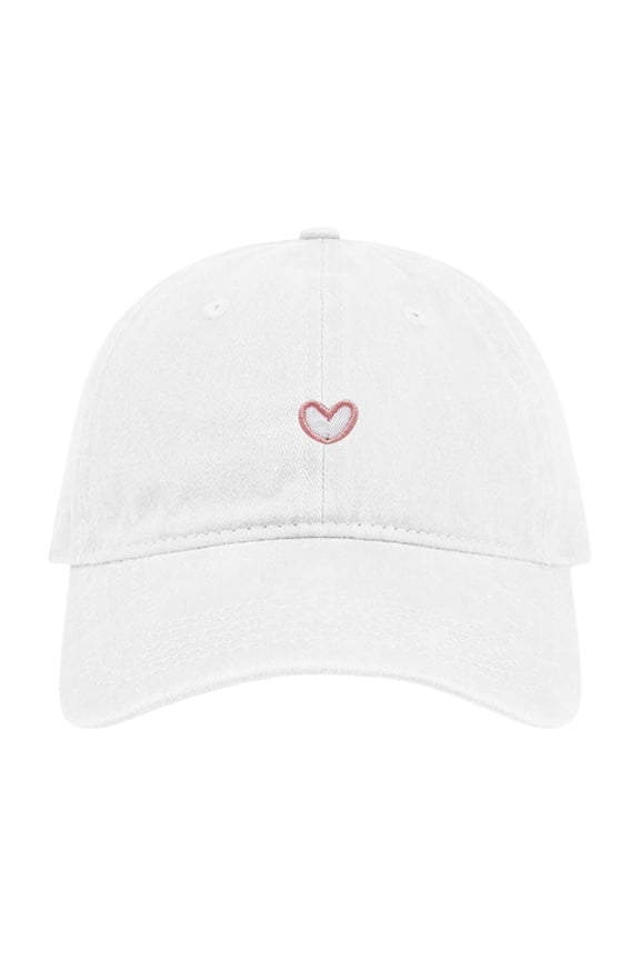Unisex Baseball Cap Featuring Heart Embroidery for Casual Outdoor Activities And Daily Wear Lightweight Comfortable Adjustable Visor Hat White