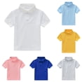 thumbnail image 1 of LRen White Polo Shirts for Boys,Kids Short Sleeve First Day of School Shirt Solid Color Button Collared Tops for Kids Back To School Summer Clothes,Yellow, 1 of 4
