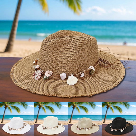 LRen Women Tea Party Hat Stylish Wide Brim Straw Hat for Beach and Summer Sun Fashionable Holiday Accessory Light Yellow