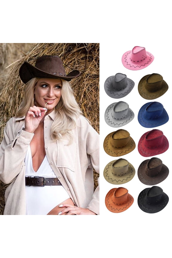 Women Tea Party Hats Classic Western Cowboy Hat for Women and Men Adjustable Wide Brim Summer Sun Outdoor Rancher Style Brown