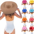 thumbnail image 1 of LRen Women Tea Party Hats Women's Wide Brim Straw Sun Hat for Beach Floppy Brimmed Summer Outdoo Summer Beach Sun Hat Yellow, 1 of 4