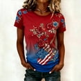 thumbnail image 1 of LRen Women's American 250th Anniversary V Neck Sparkling Print T-Shirt Women Patriotic Flag Rose Printed Tops American 1776-2026 250th Birthday Trendy Streetwear Tops, 1 of 4