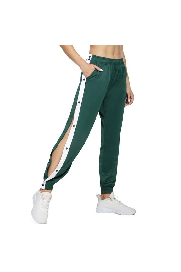 Women's Pants Side Split Snap Button Casual Faux Women's Tear Away Pants Side Split Snap Button Basketball Active Workout Joggers Sweatpants Workout Track Basketball Joggers,Green,S