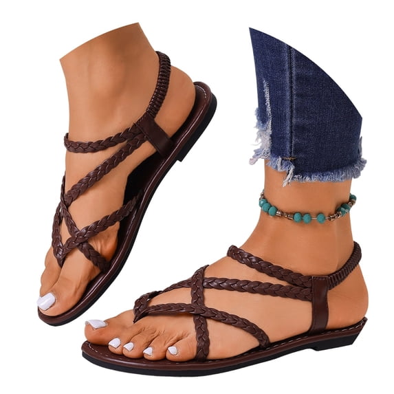 LRen Women's Square Toe Flip Flops Loop Flat Sandals Casual Open Toe Sandals for Summer Beach Daily Wear Thong Sandals for Women