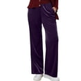 thumbnail image 1 of LRen Women's Velvet Pants High Waist Elegant Trousers with Pockets Work Business Ankle Pants ,Purple,XXL, 1 of 7